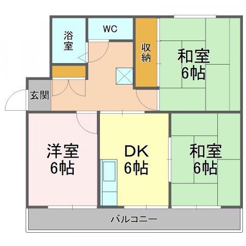 コーポ大野(3DK/3階)の間取り写真