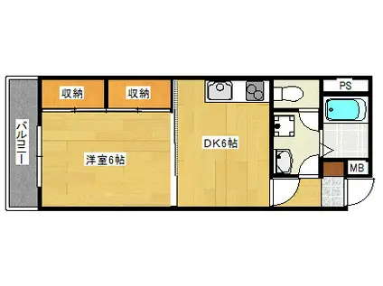 フロール神原(1DK/5階)の間取り写真