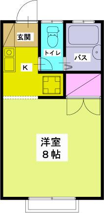 ソレイユヒルズ(1K/2階)の間取り写真