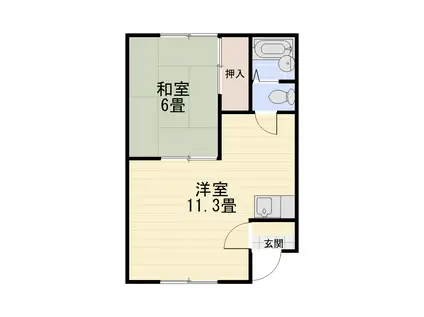 ハイツササザキ(1DK/1階)の間取り写真