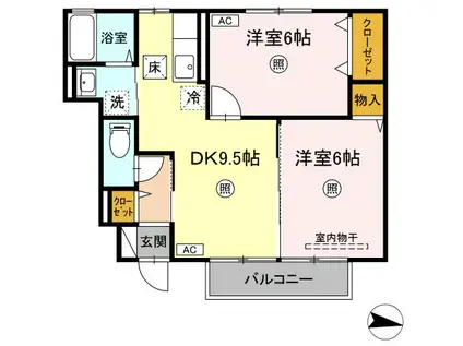 ファインシークA(2DK/1階)の間取り写真