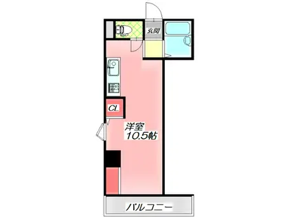 若杉ロイヤルマンション(ワンルーム/1階)の間取り写真