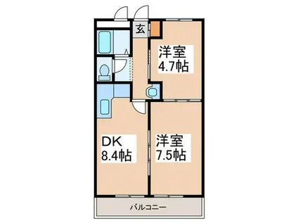 田園ドミール(2DK/5階)の間取り写真