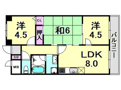 ワコーレアプローズ春日野(3LDK/3階)の間取り写真