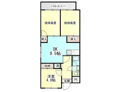 桃山ハイツ(3DK/1階)の間取り写真