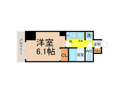 プレミアムコート名古屋金山インテルノ(1K/4階)の間取り写真