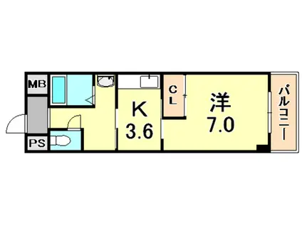 サンクチュアリ深江北町(1K/4階)の間取り写真
