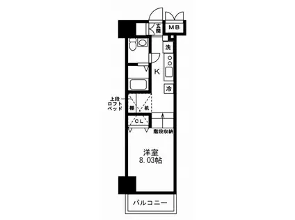 レジディア上野御徒町(ワンルーム/4階)の間取り写真