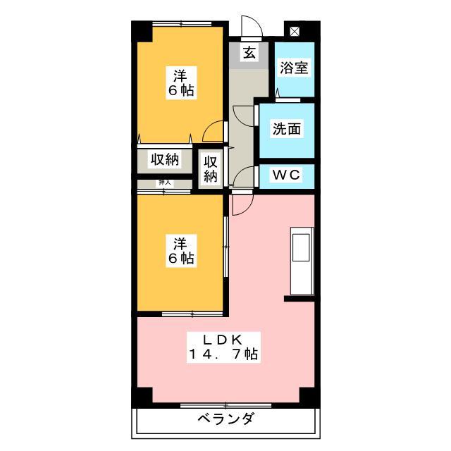CAT FISH 壱番館(2LDK/1階)の間取り写真