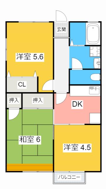 ビブレ戸ヶ崎(3K/2階)の間取り写真