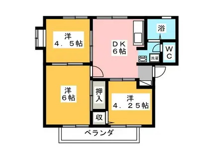 サニーサイド野川台III(3DK/2階)の間取り写真