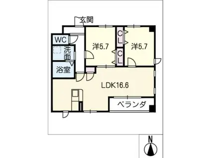 ハイツパークサイドIII(2LDK/2階)の間取り写真