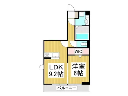 コンフォーティア中洲II A棟(1LDK/2階)の間取り写真