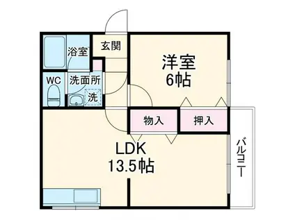秀和ハイツB棟(1LDK/5階)の間取り写真