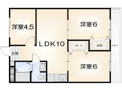 ミラベール林(3LDK/4階)の間取り写真