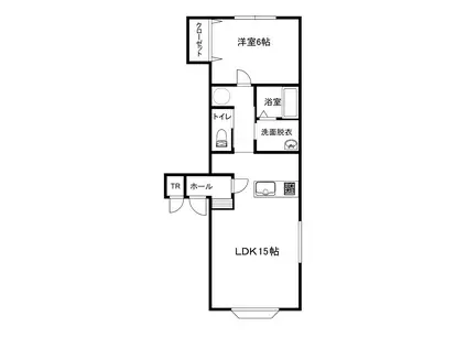 旭川市緑町17丁目1LDKアパート(1LDK/2階)の間取り写真