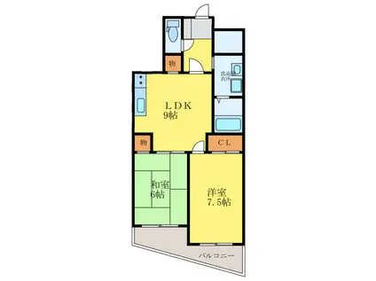 エグゼ古川(3DK/6階)の間取り写真