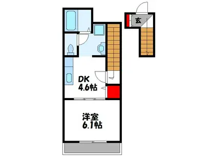 パークサイドイン桃山(1DK/2階)の間取り写真