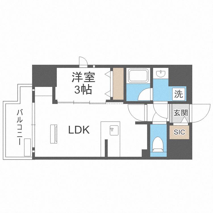 レオンコンフォート難波クレア(1LDK/3階)の間取り写真