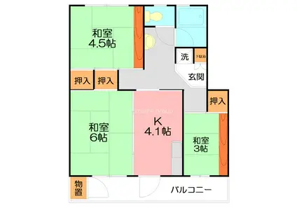 平塚田村(3DK/4階)の間取り写真