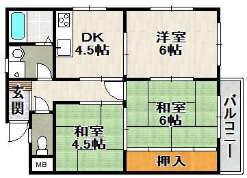 村上マンション(3DK/3階)の間取り写真