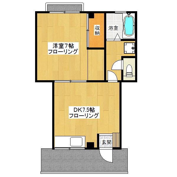濱田コーポ(1DK/2階)の間取り写真