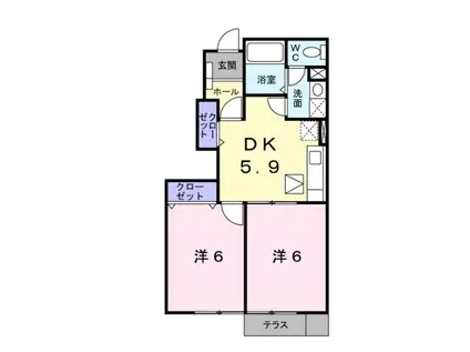 ドミール北小路(2DK/1階)の間取り写真