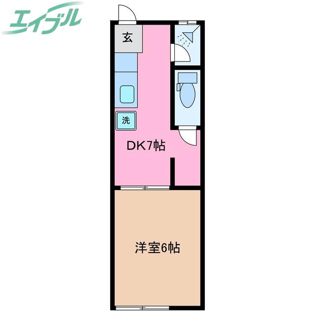 昭和レトロアパート2(1DK/2階)の間取り写真