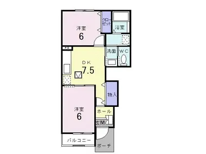 アビターレ吉井A(2DK/1階)の間取り写真