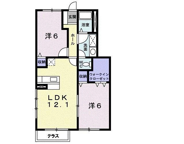 サンライズ・タウンD(2LDK/1階)の間取り写真
