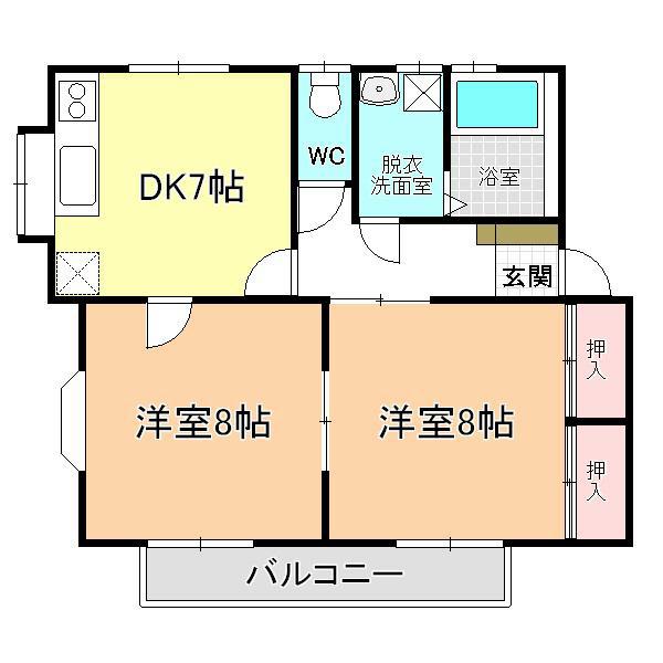 藤ハイム(2DK/1階)の間取り写真