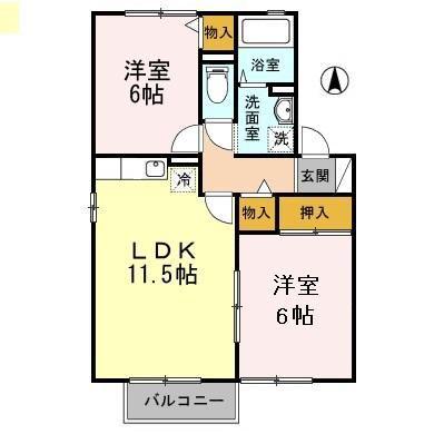 ブロッサム(2LDK/1階)の間取り写真