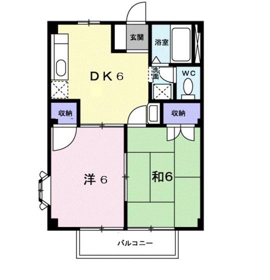 ハイムあすなろB(2DK/1階)の間取り写真