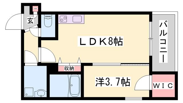 ジーメゾンエトワール西二見(1LDK/3階)の間取り写真