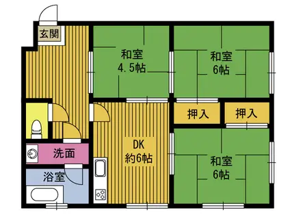 角子ハイツ(3DK/2階)の間取り写真