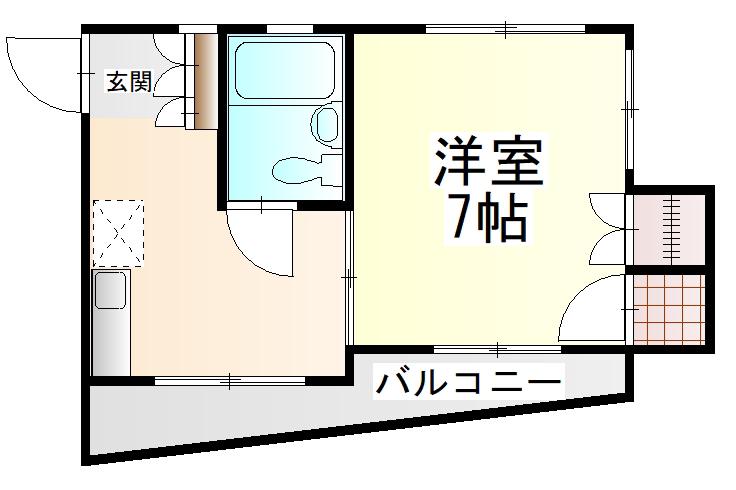コーポミワ1(1K/3階)の間取り写真