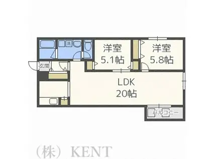 LA・ROSE北円山(2LDK/1階)の間取り写真