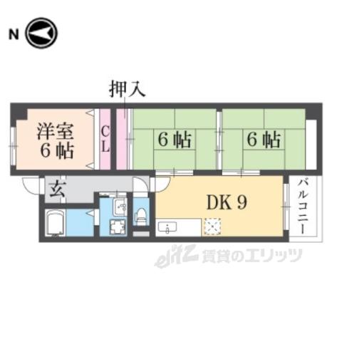 秋篠タウンハイツ(3LDK/2階)の間取り写真