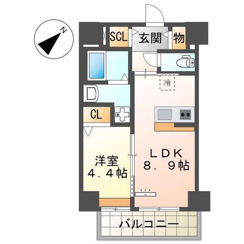 セラヴィ箱崎(1LDK/8階)の間取り写真