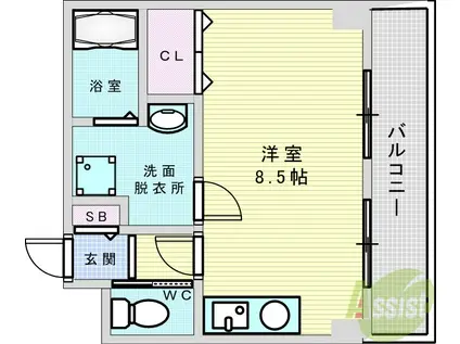 シャルレ服部(ワンルーム/5階)の間取り写真