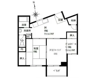 都マンション(2SDK/11階)の間取り写真