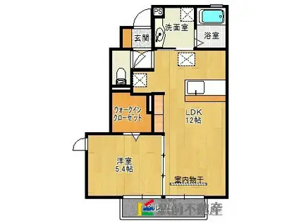 サンドハウス B棟(1LDK/1階)の間取り写真