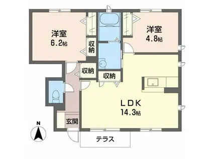 シャーメゾンアミトマーネ(2LDK/1階)の間取り写真