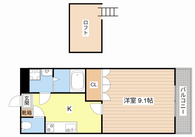 エタニティ(1K/2階)の間取り写真