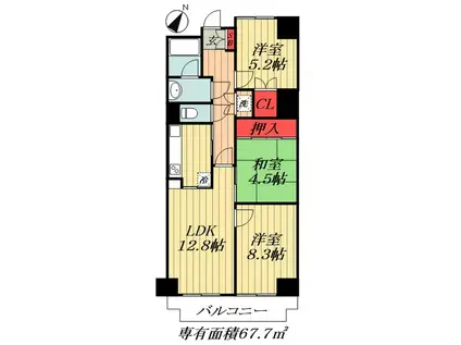 ダイアパレスステーションプラザ船橋(3LDK/10階)の間取り写真