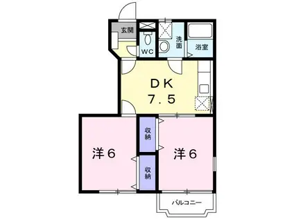 グラン・シエルA(2DK/1階)の間取り写真
