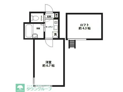 バレンシア(1K/1階)の間取り写真