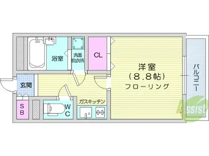 第2サンハイツ台原(1K/3階)の間取り写真