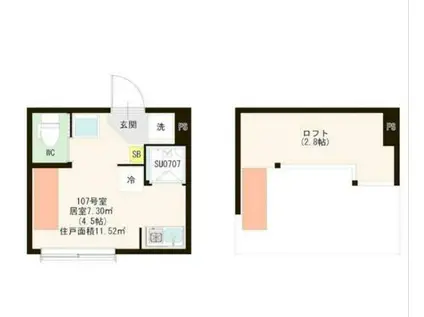 ハーモニーテラス江原町III(ワンルーム/1階)の間取り写真