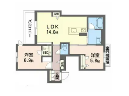 フォンテボヌール5(2LDK/3階)の間取り写真